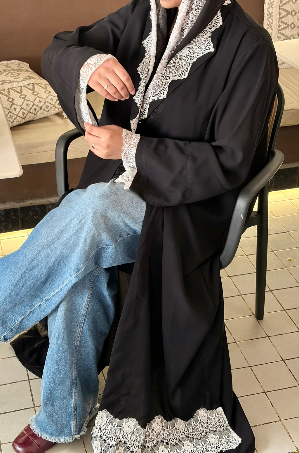 White lace abaya