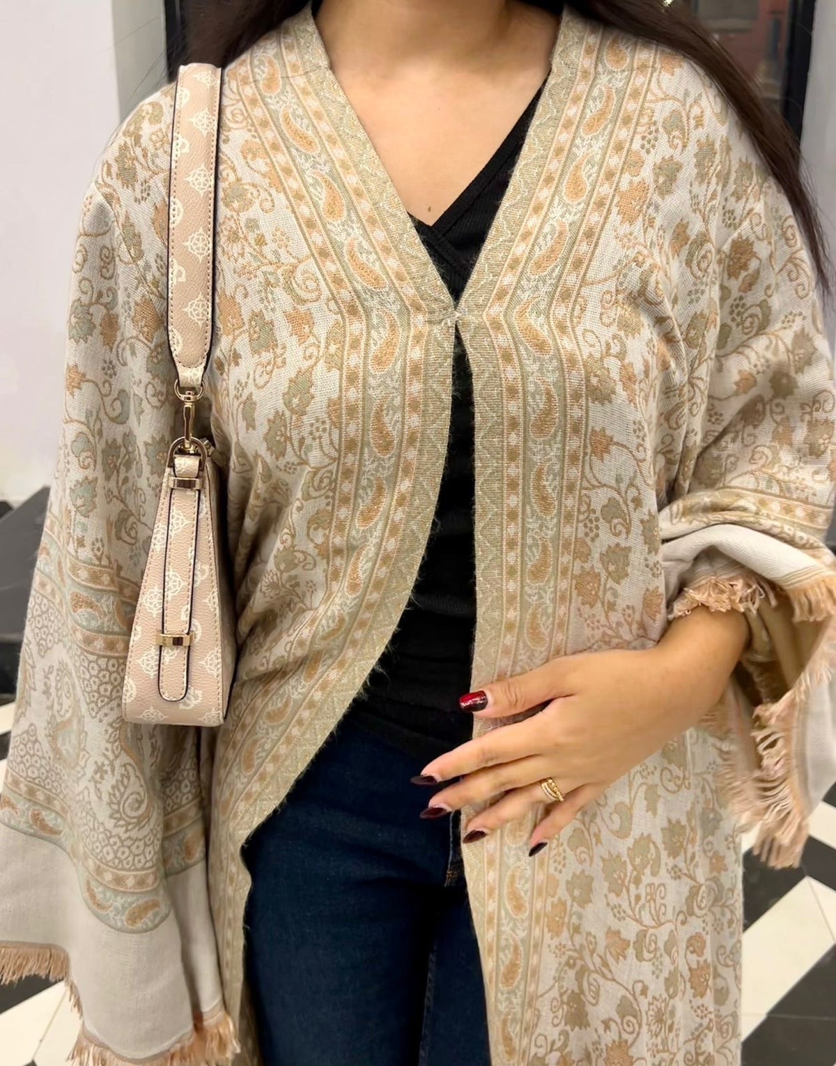 Beige Kashmiri abaya