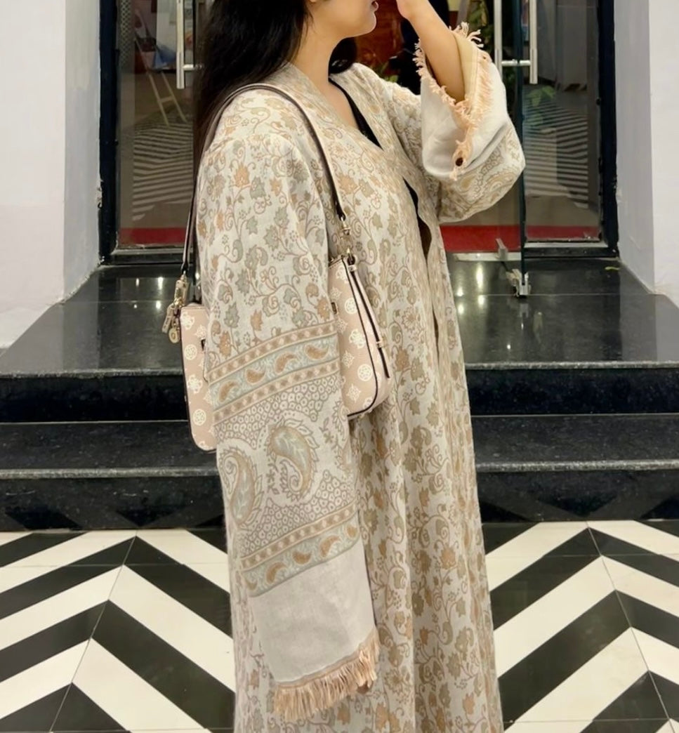 Beige Kashmiri abaya