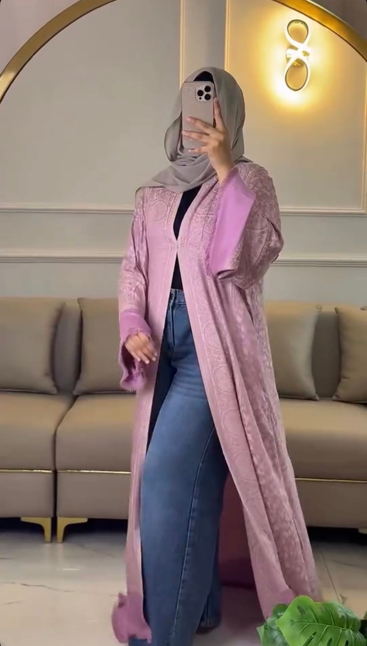 Lilac Kashmiri abaya