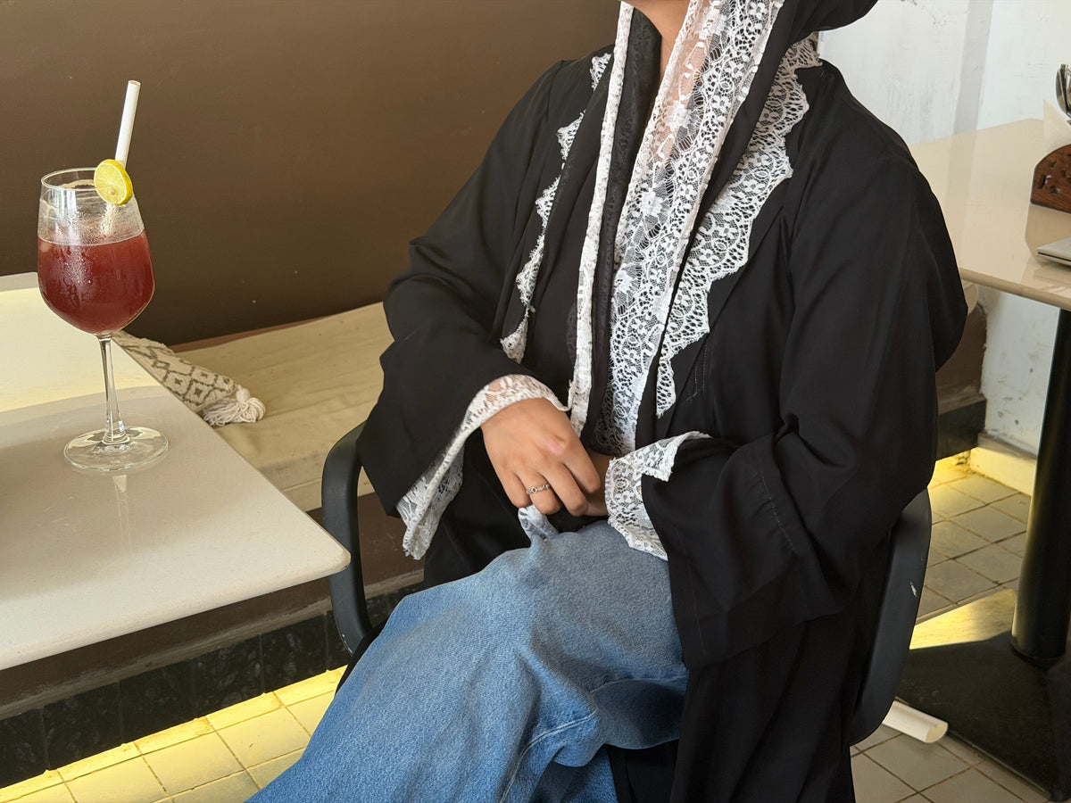 White lace abaya