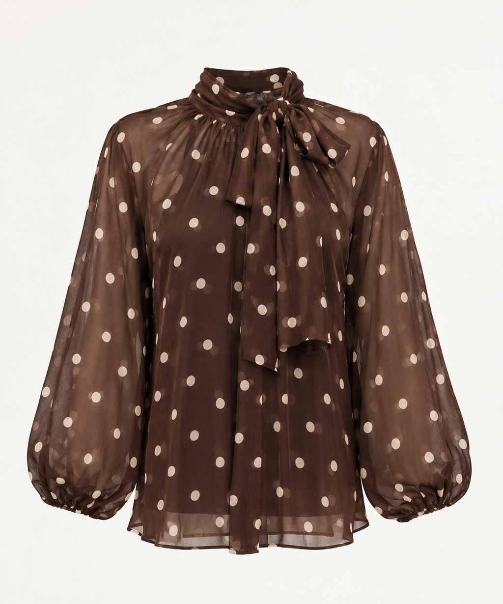 Mocha polka dot top