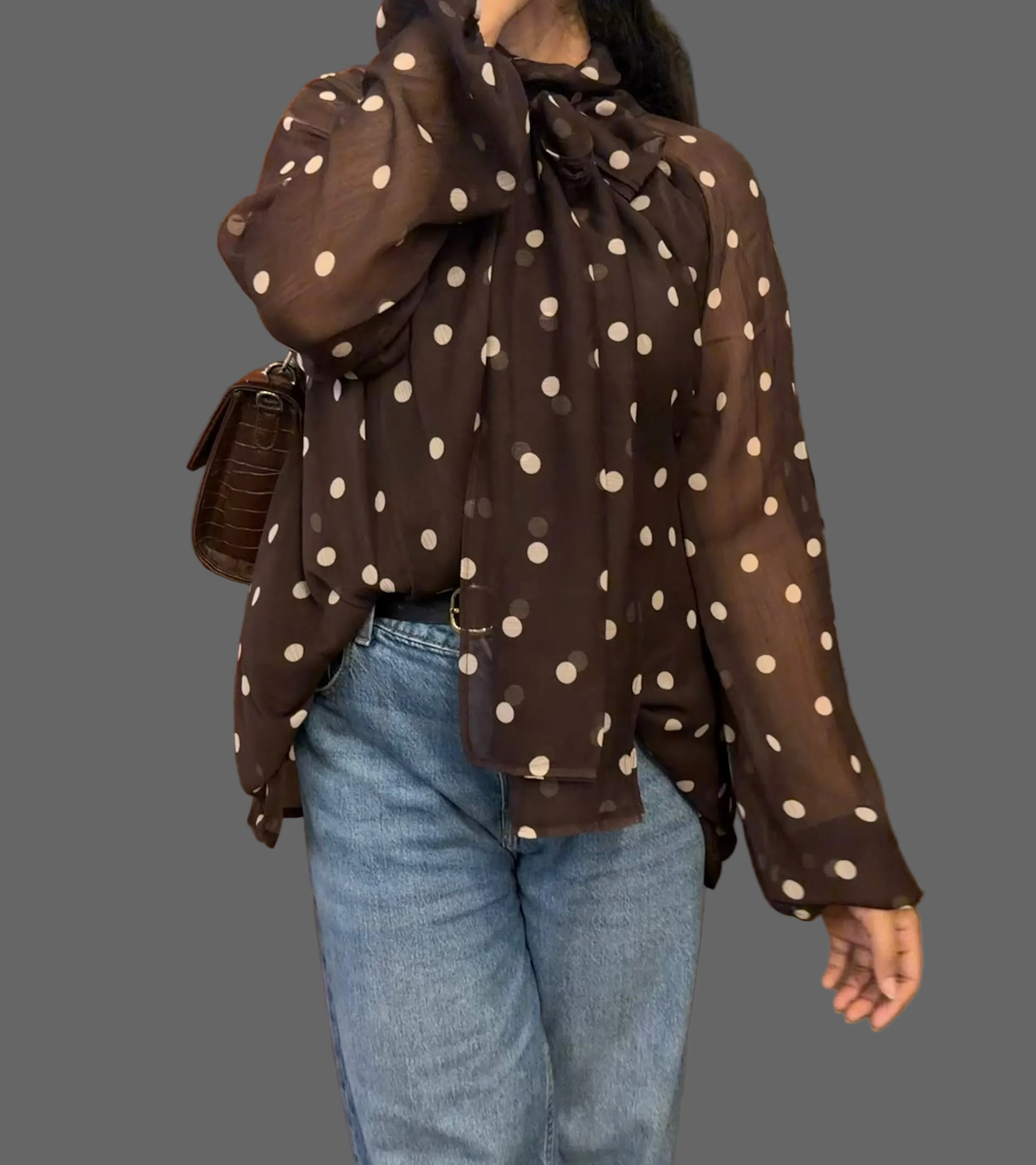 Mocha polka dot top
