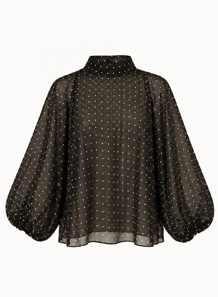 Black polka dot Top